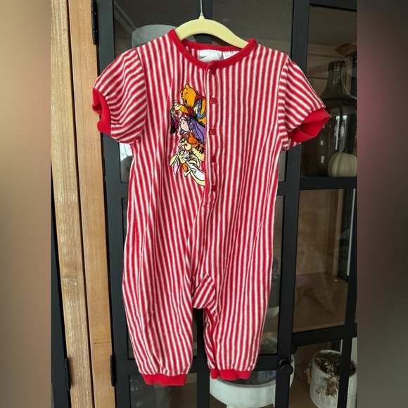 Vintage 90s Disney Store Winnie the Pooh Baby Romper onesie embroidered stripes - Picture 8 of 8